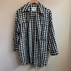 🎄Zara Houndstooth Tweed Jacket
